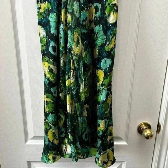 Donna Ricco Silk Halter Dress Flowy A-Line Green Blue Yellow Floral Size 8 - Picture 7 of 15